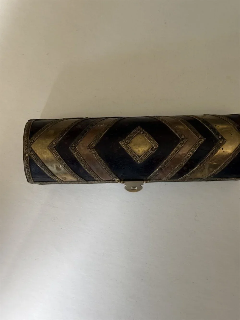 Vintage Wood Trinket Box Brass Trim and Details Made in India Rustic Asian
